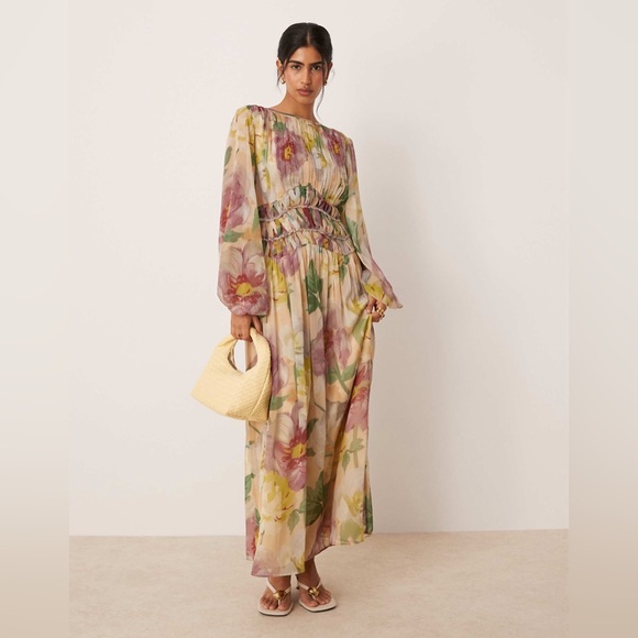 Chicways Floral Macrame Waisted Maxi Dress NWT - Picture 3 of 6